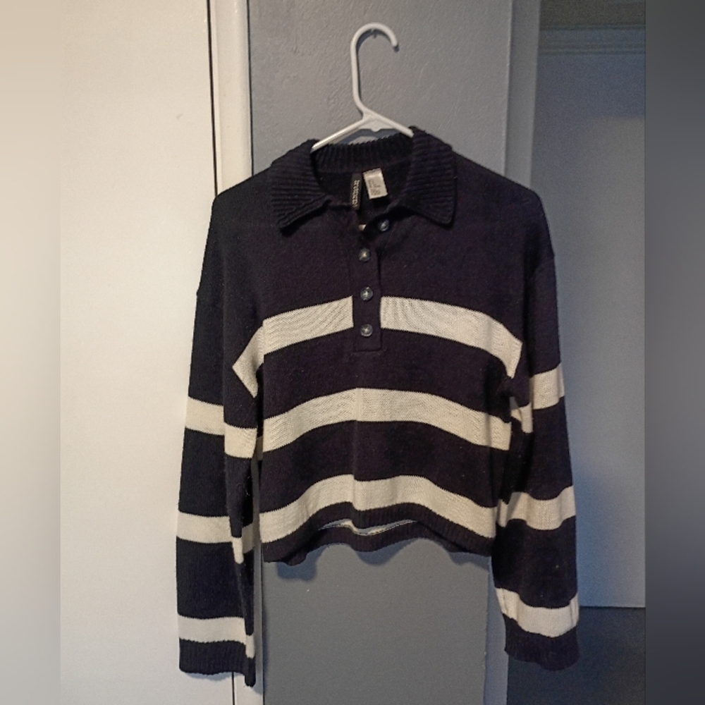 Divided Black and White Striped Women's Hoodie